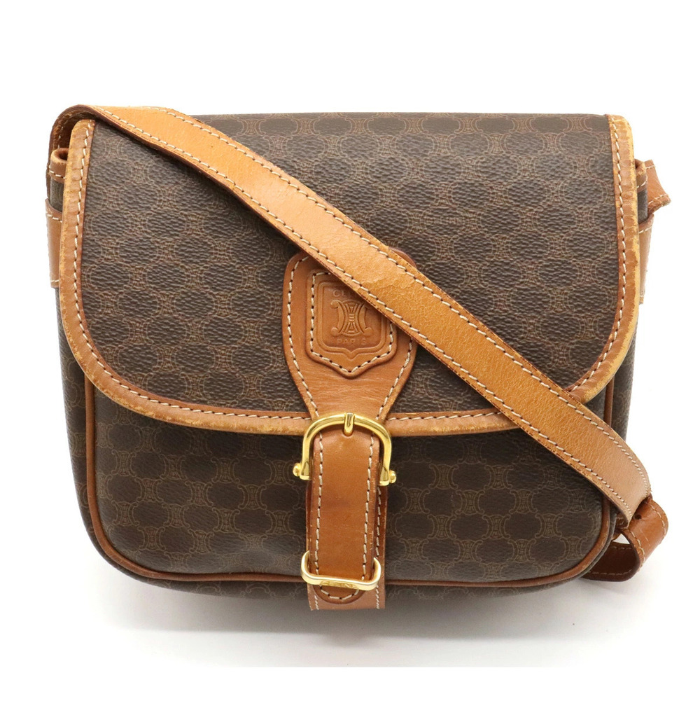 Celine Macadam Crossbody leather dark brown